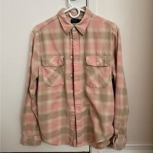 Polo by Ralph Lauren Women’s Cotton Flannel pink/tan  Plaid Shirt XL